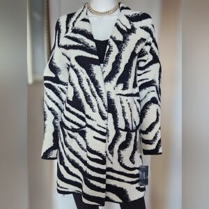 Alfani Zebra Open Front Cardigan Petite Small NWT